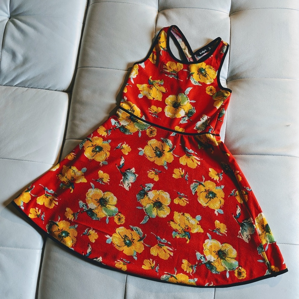 Kidpik (14) cross back red floral dress
